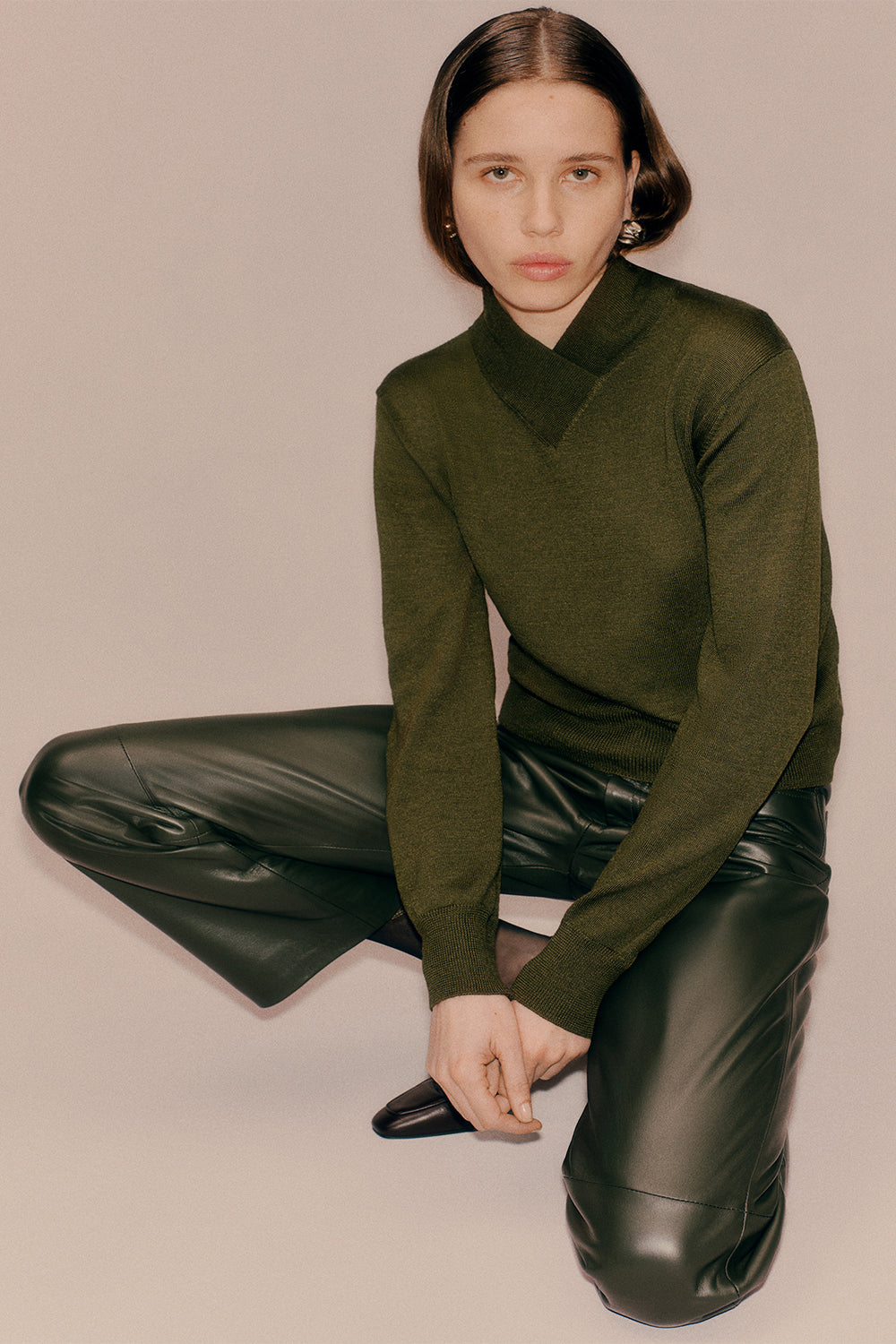 Detta Knit Top Moss Green