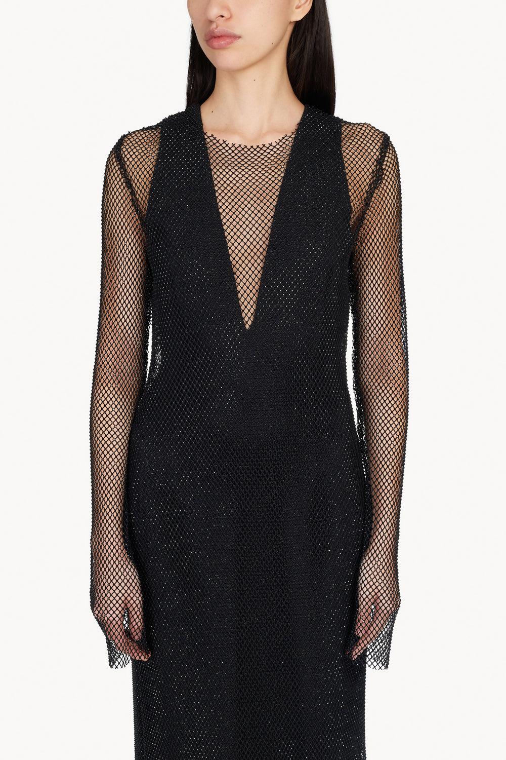 Danica Crystal Mesh Dress Black