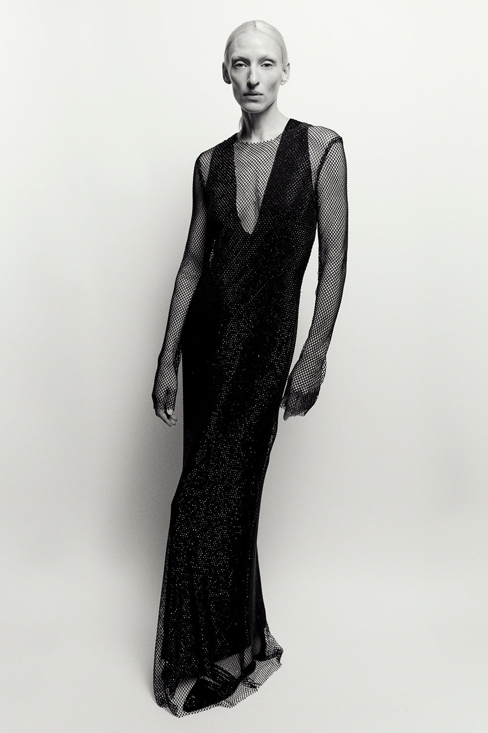 Danica Crystal Mesh Dress Black