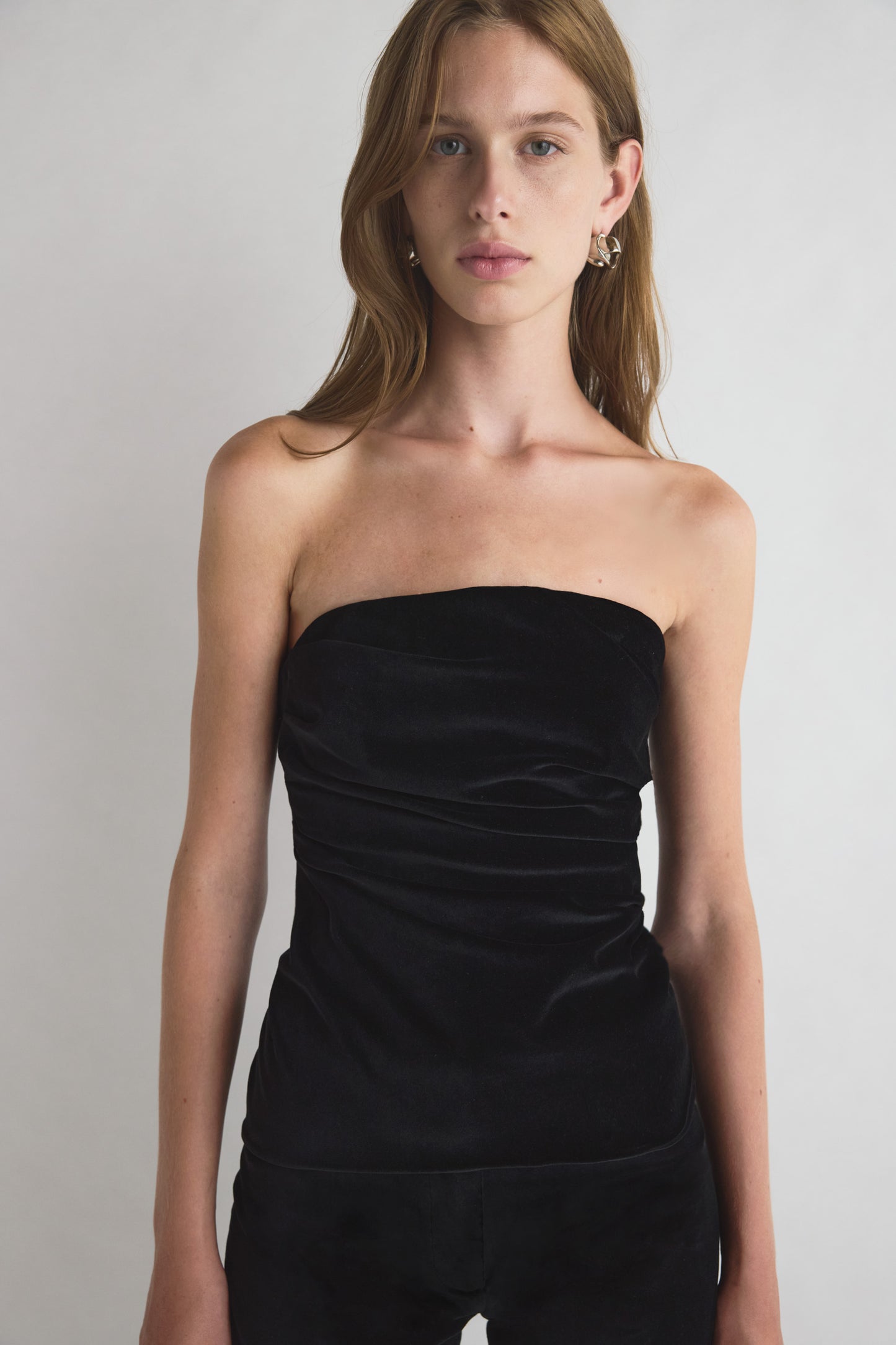 Izel Velvet Bandeau Top Black