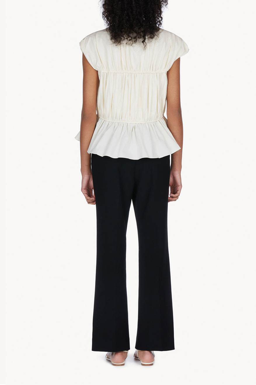 Thea Organic Cotton Gathered Sleeveless Top Cream