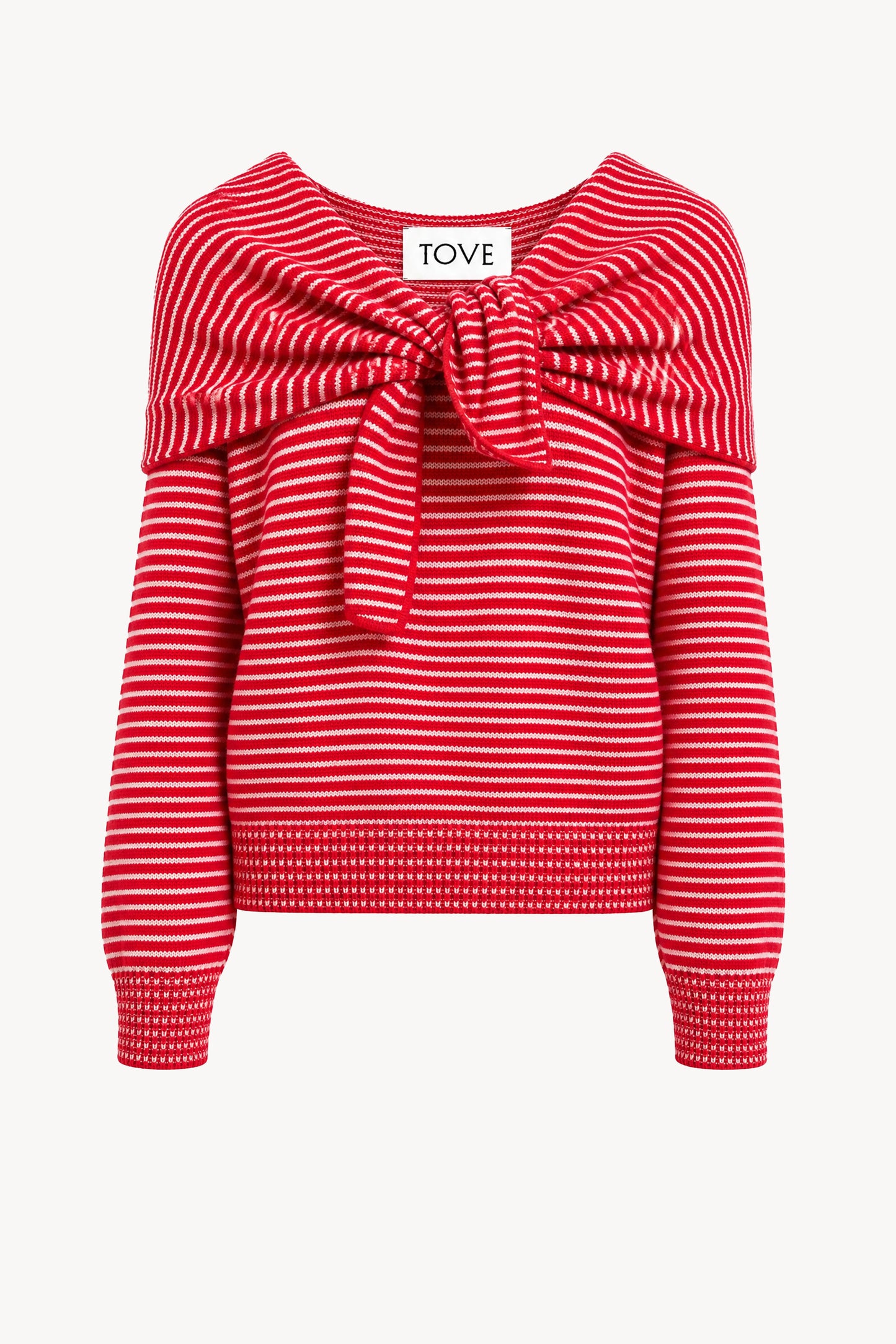 Malia Cashmere Top Red/Cream Stripe
