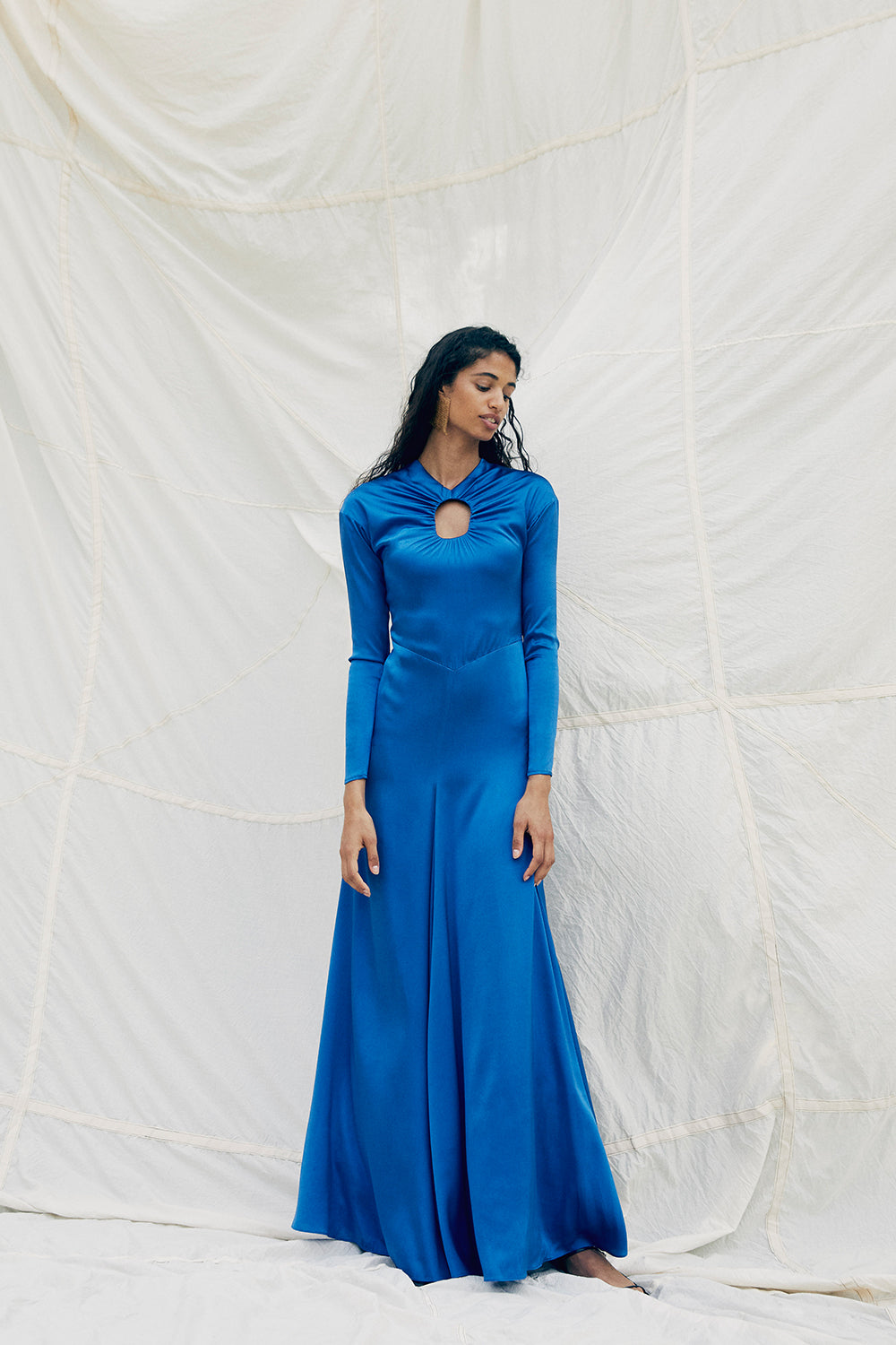 Noor Silk Dress Cobalt