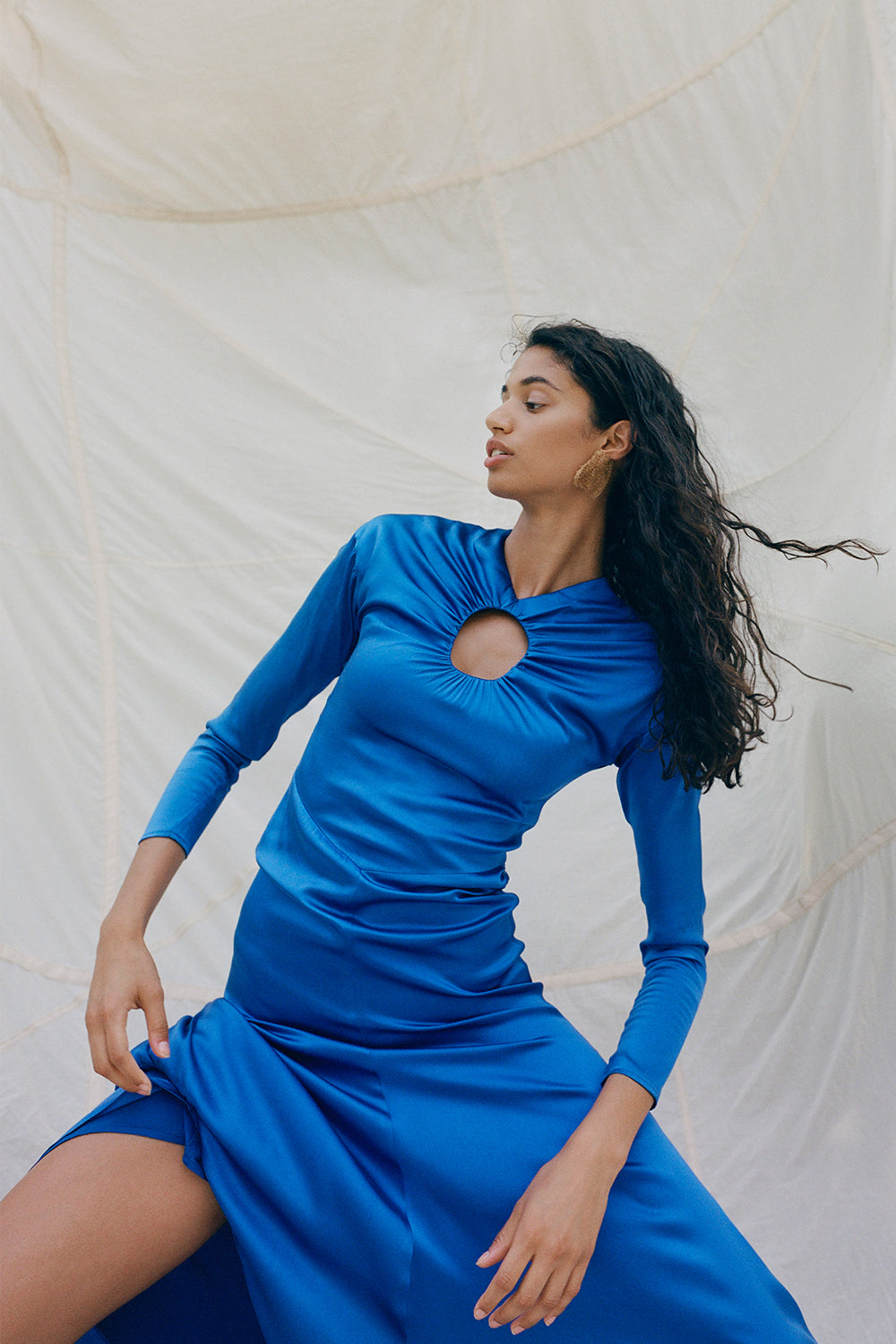 Noor Silk Dress Cobalt