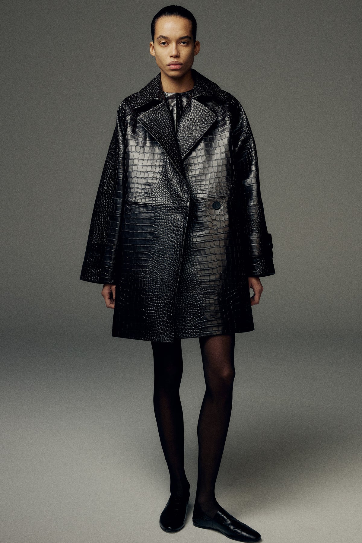 Clea Leather Coat Bitter Chocolate