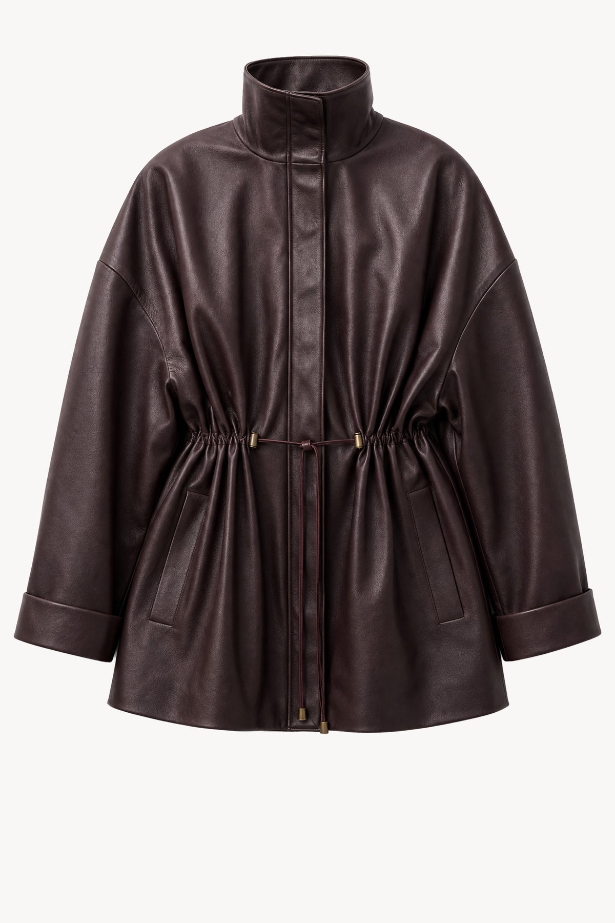 Erna Leather Coat Claret