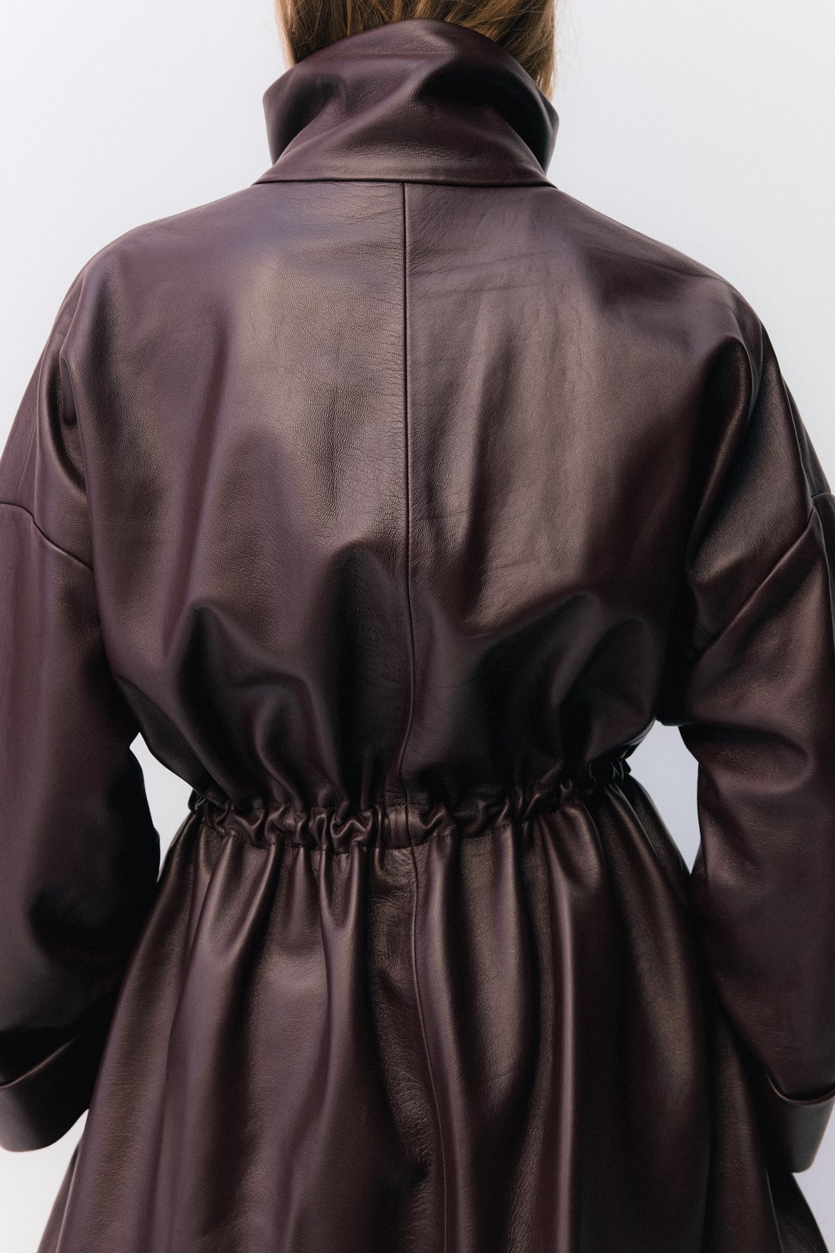 Erna Leather Coat Claret
