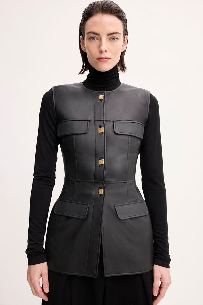 TOVE Studio Gia Leather Top Black