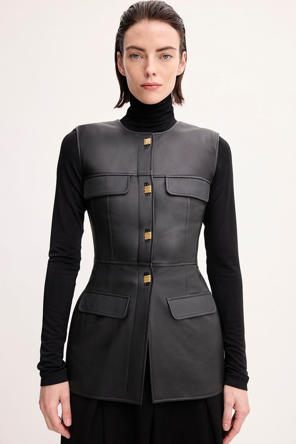 Gia Leather Top Black