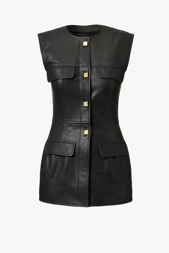 TOVE Studio Gia Leather Top Black