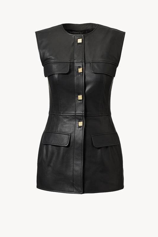 Gia Leather Top Black