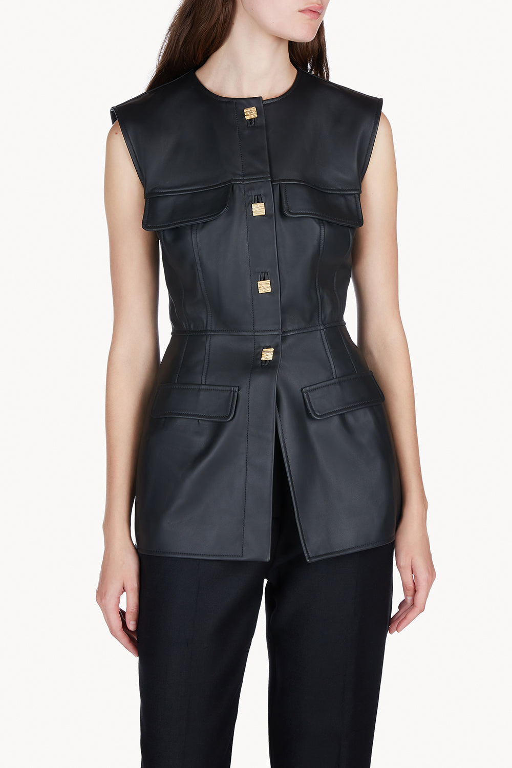 Gia Leather Top Black