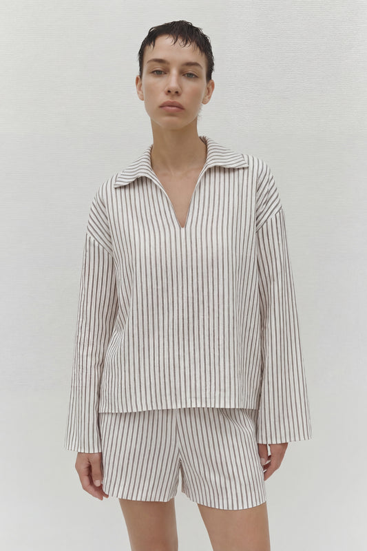 Leighton Top White Stripe