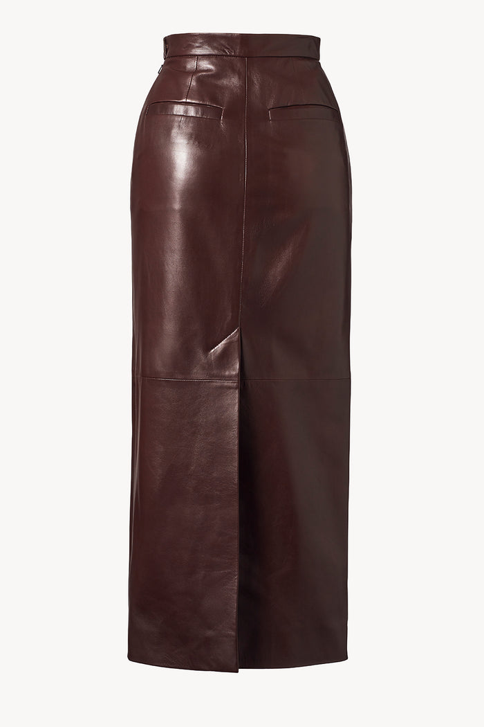 TOVE Studio Mari Leather Skirt Dark Brown