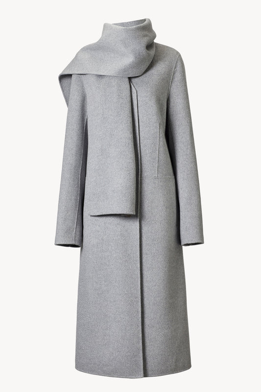 Mio Signature Scarf Coat Grey