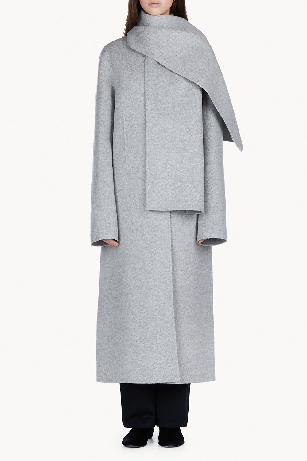 Mio Signature Scarf Coat Grey