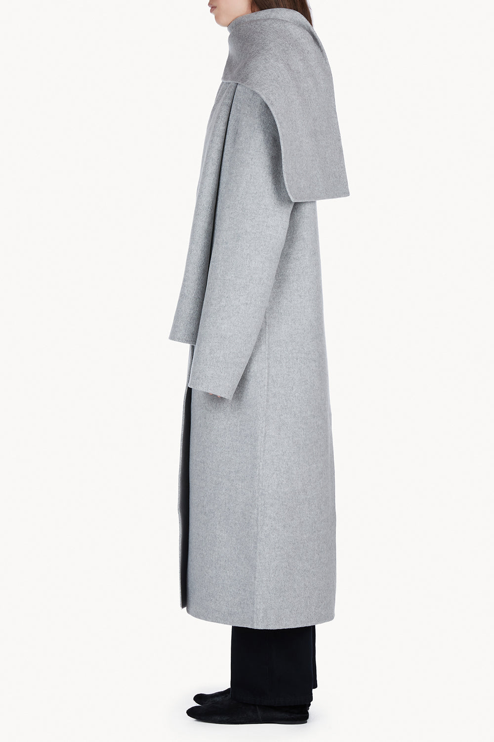 Mio Signature Scarf Coat Grey