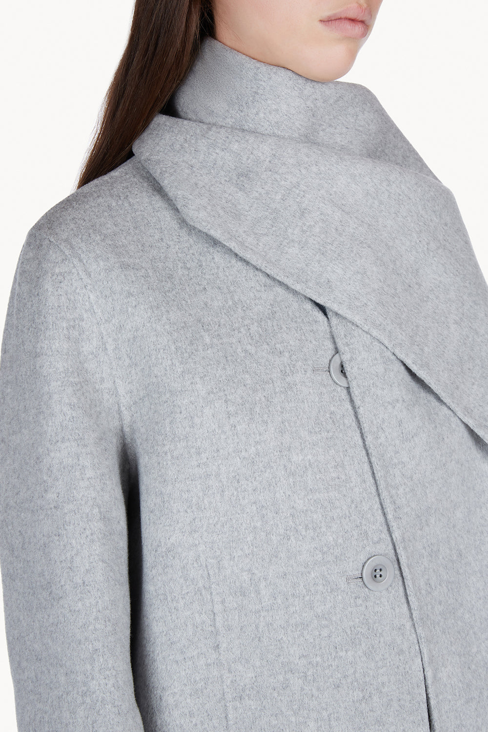 Mio Signature Scarf Coat Grey