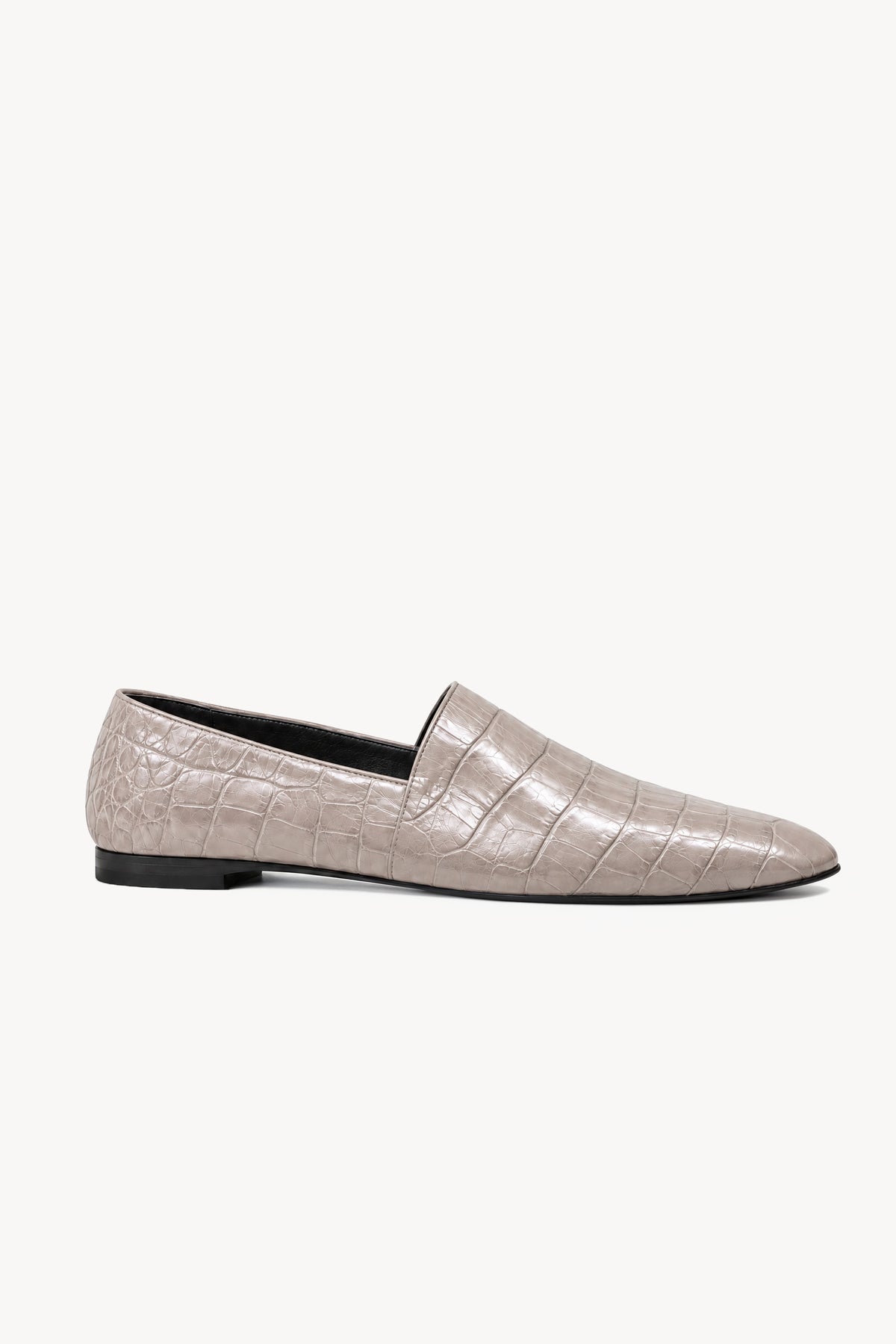 Pascale Embossed Leather Slipper Cream