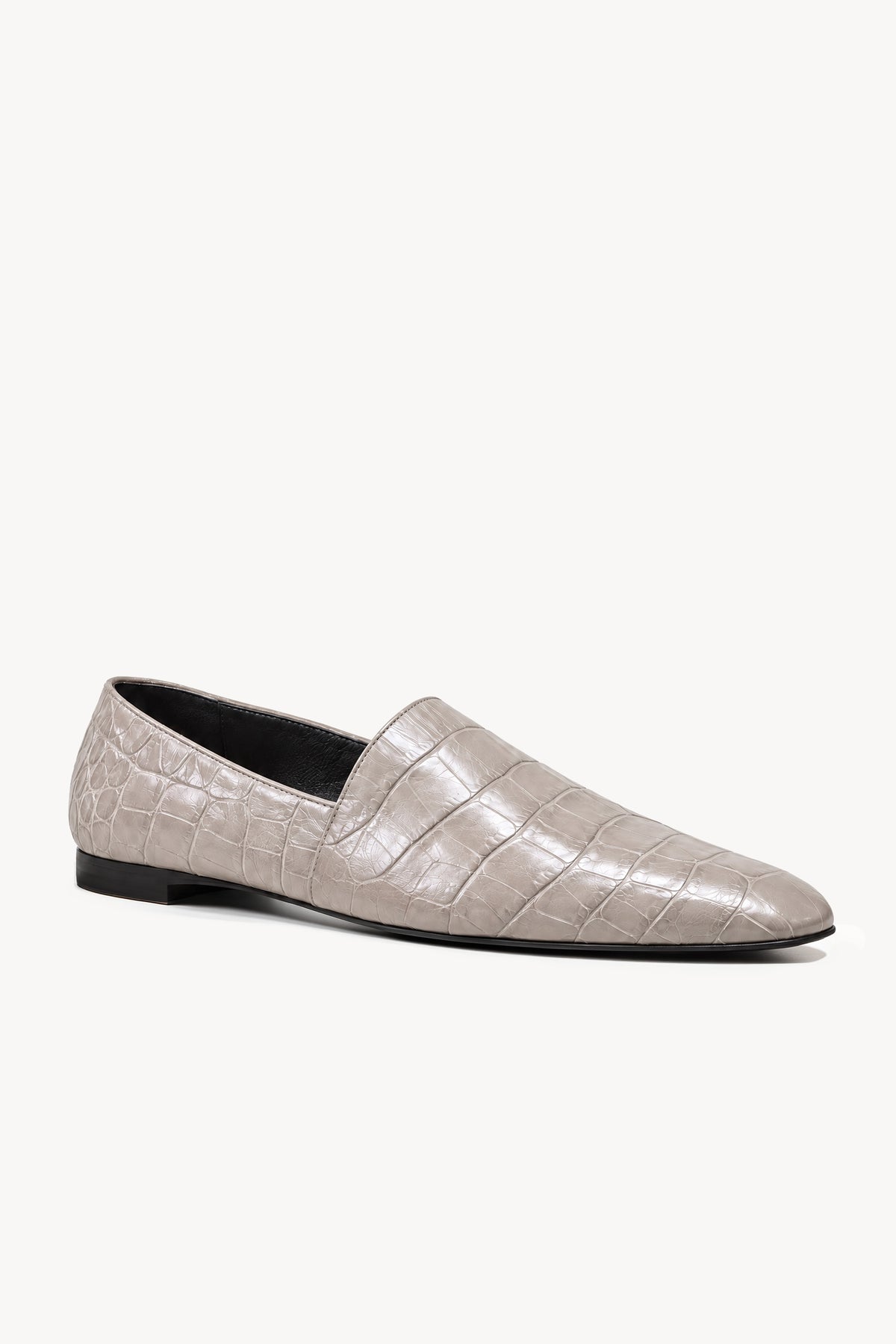Pascale Embossed Leather Slipper Cream