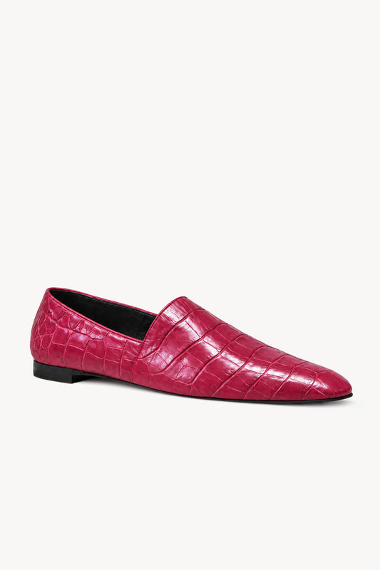 Pascale Embossed Leather Slipper Red