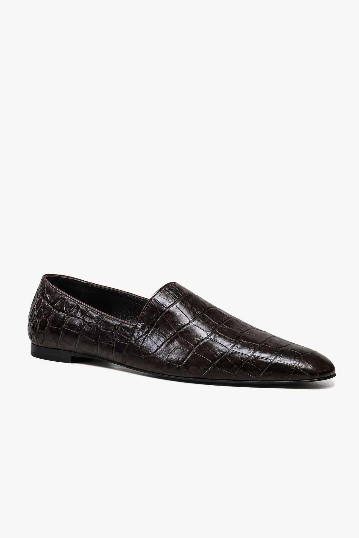 Pascale Embossed Leather Slipper Chocolate