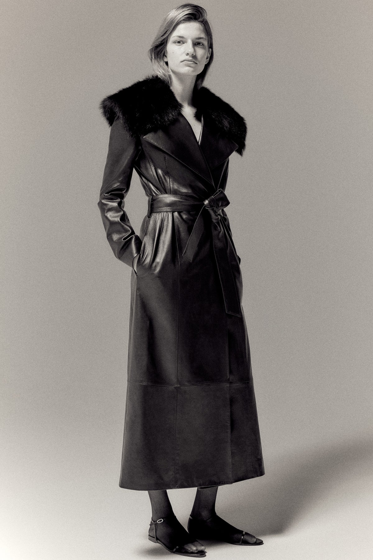 Rosa Leather Coat Black