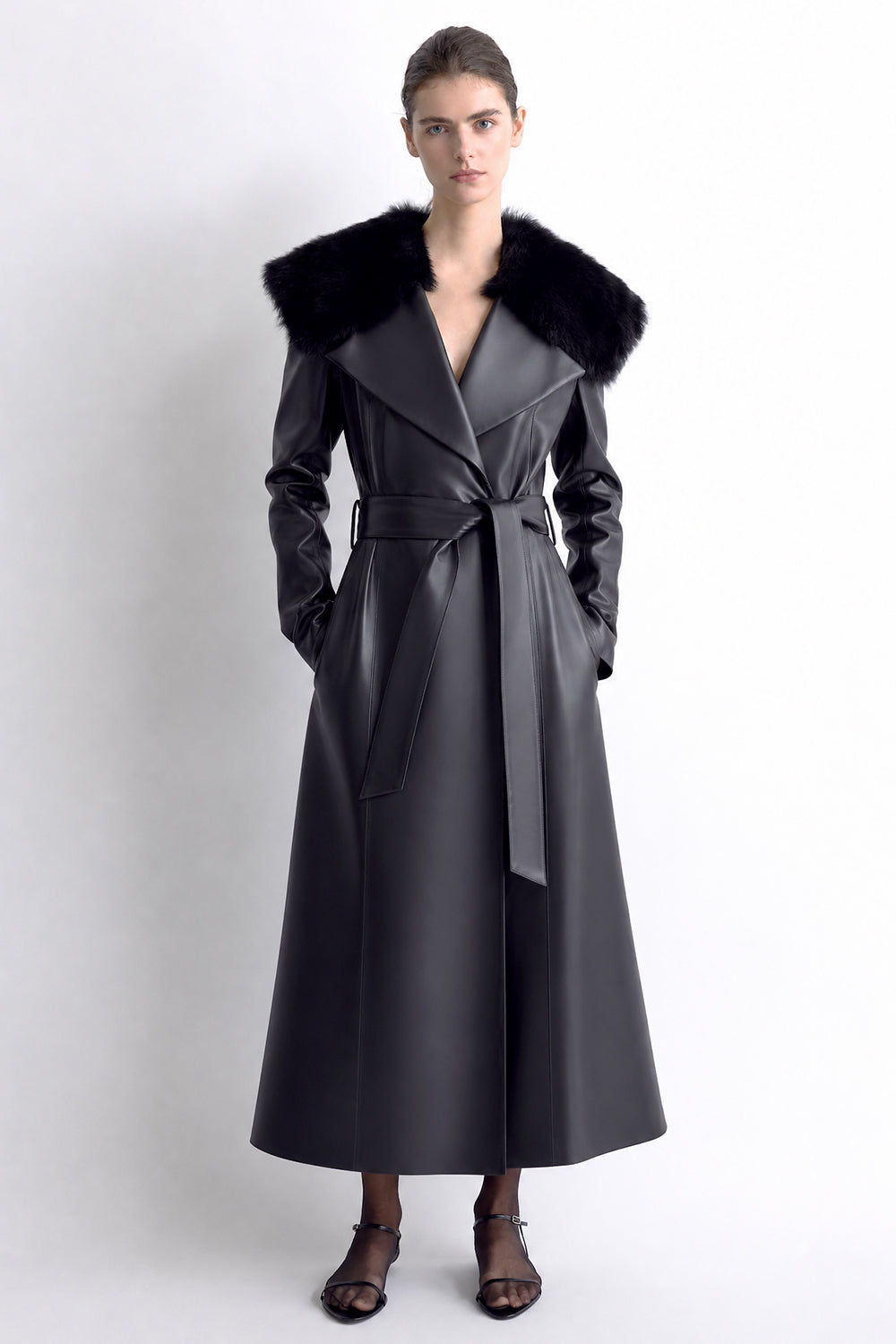 Rosa Leather Coat Black