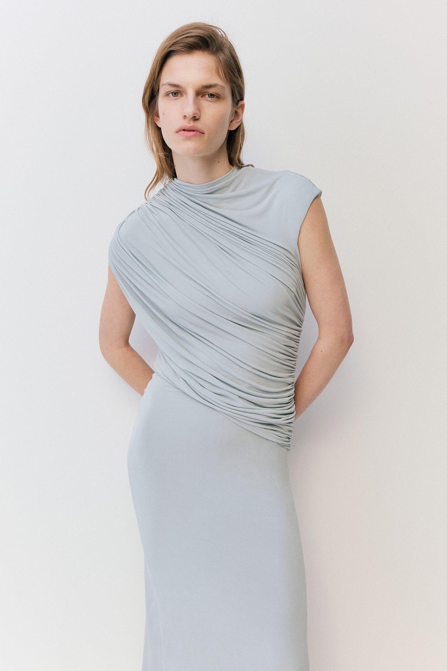 Saffron Jersey Dress Oyster Blue