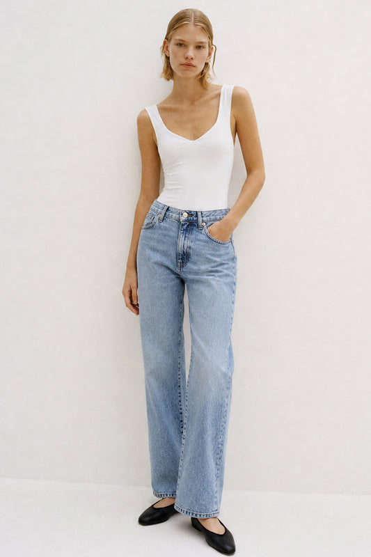 Sofie Jean Relaxed Leg Mid Blue Length 32"