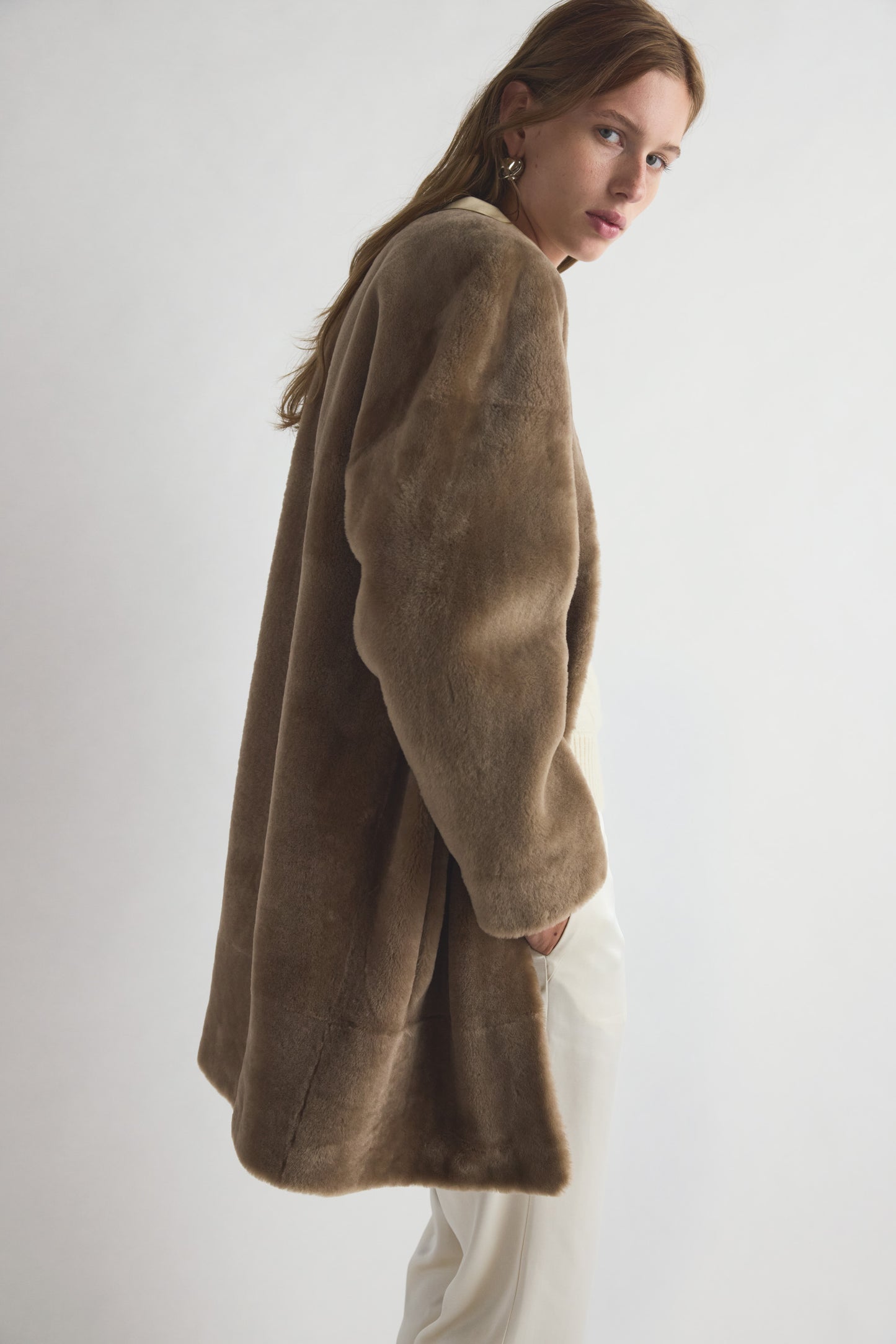 Roisin Shearling Coat Taupe
