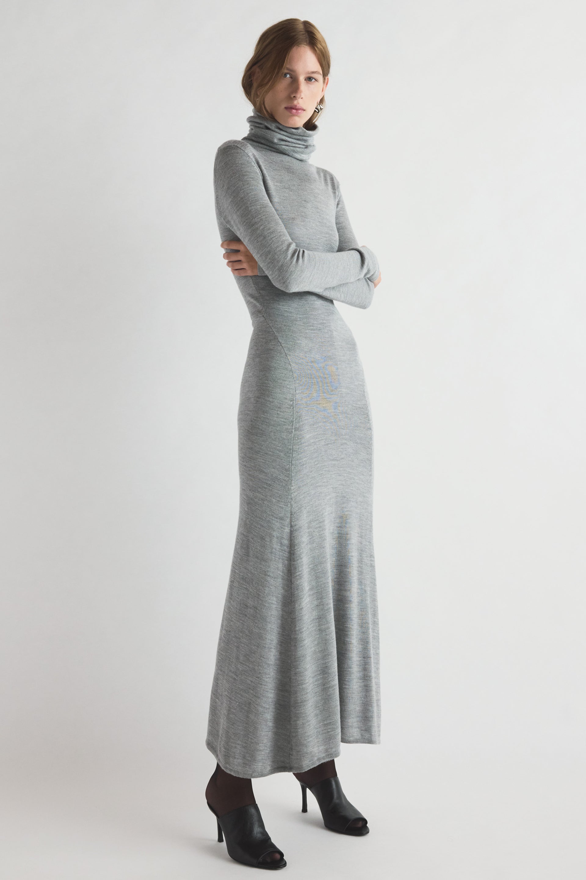 knee length dresses for ladies Suzette Knitted Dress Grey – TOVE Studio