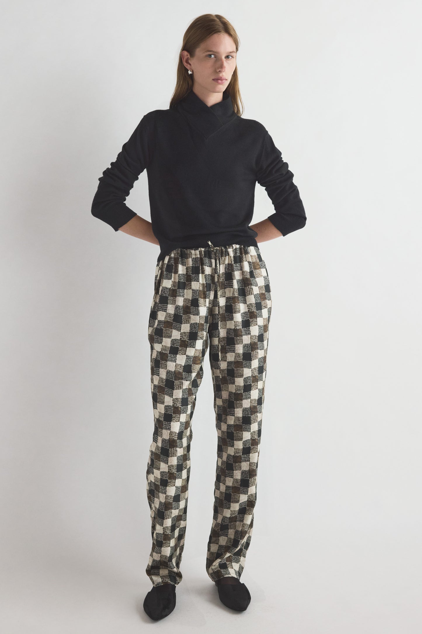 Terri Trouser Textured Check Print