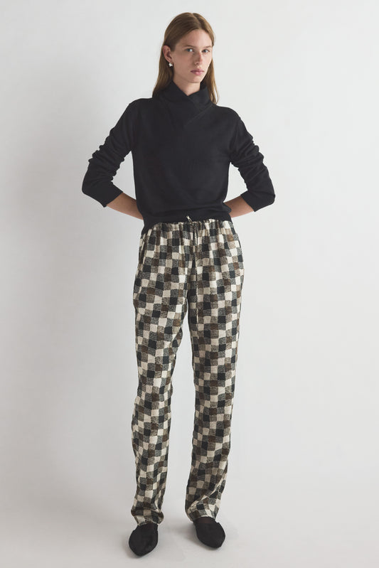 Terri Trouser Textured Check Print