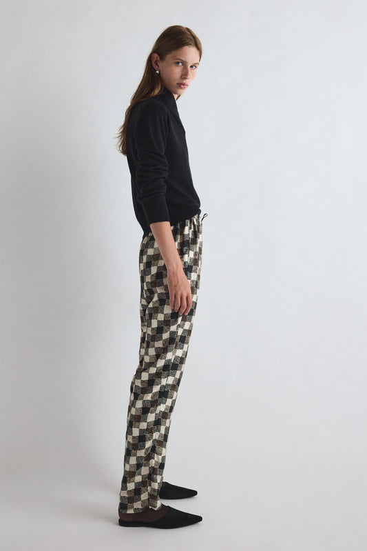 Terri Trouser Textured Check Print