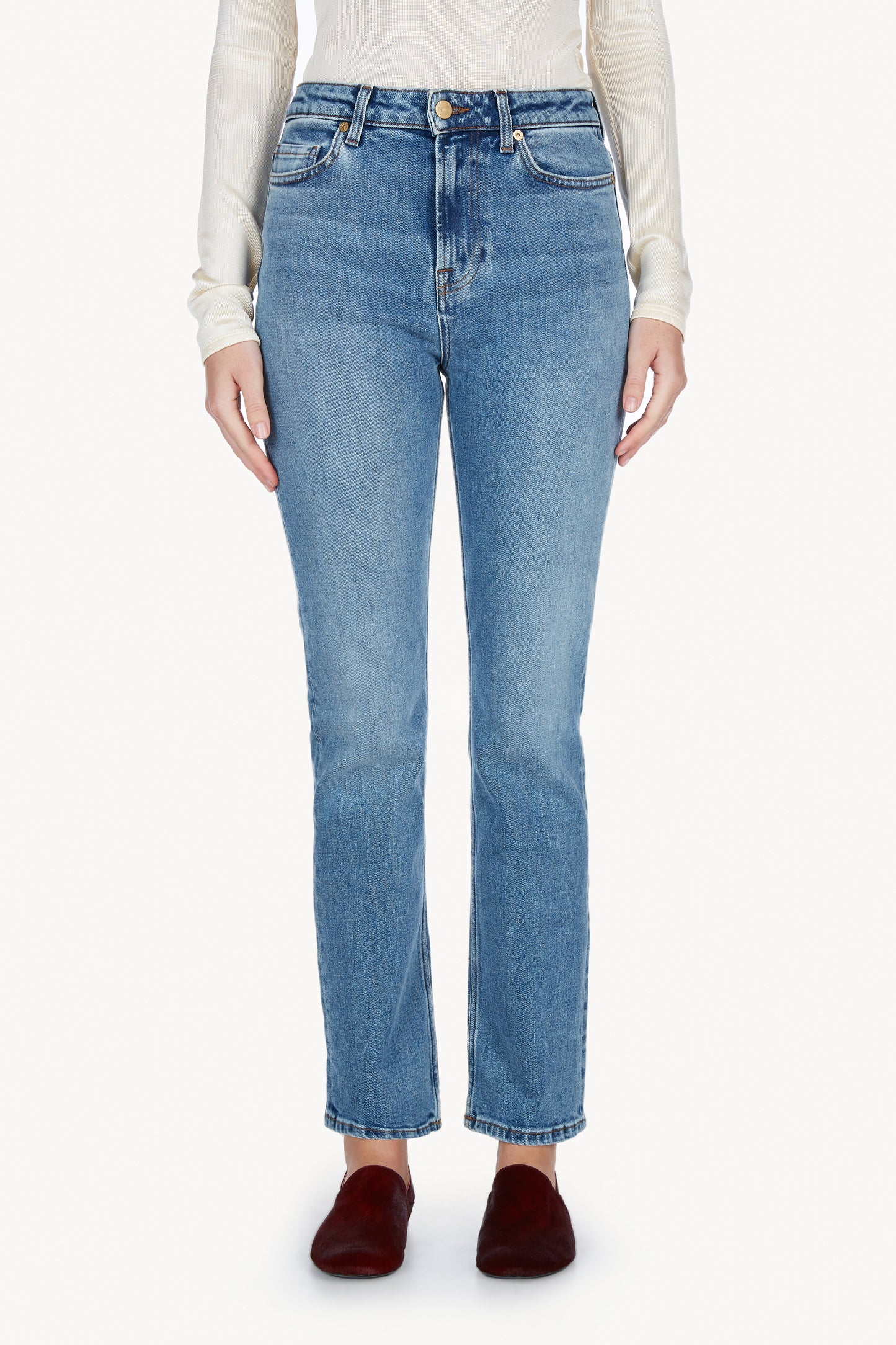 Marlo Straight Leg Jean Mid Blue Length 32"