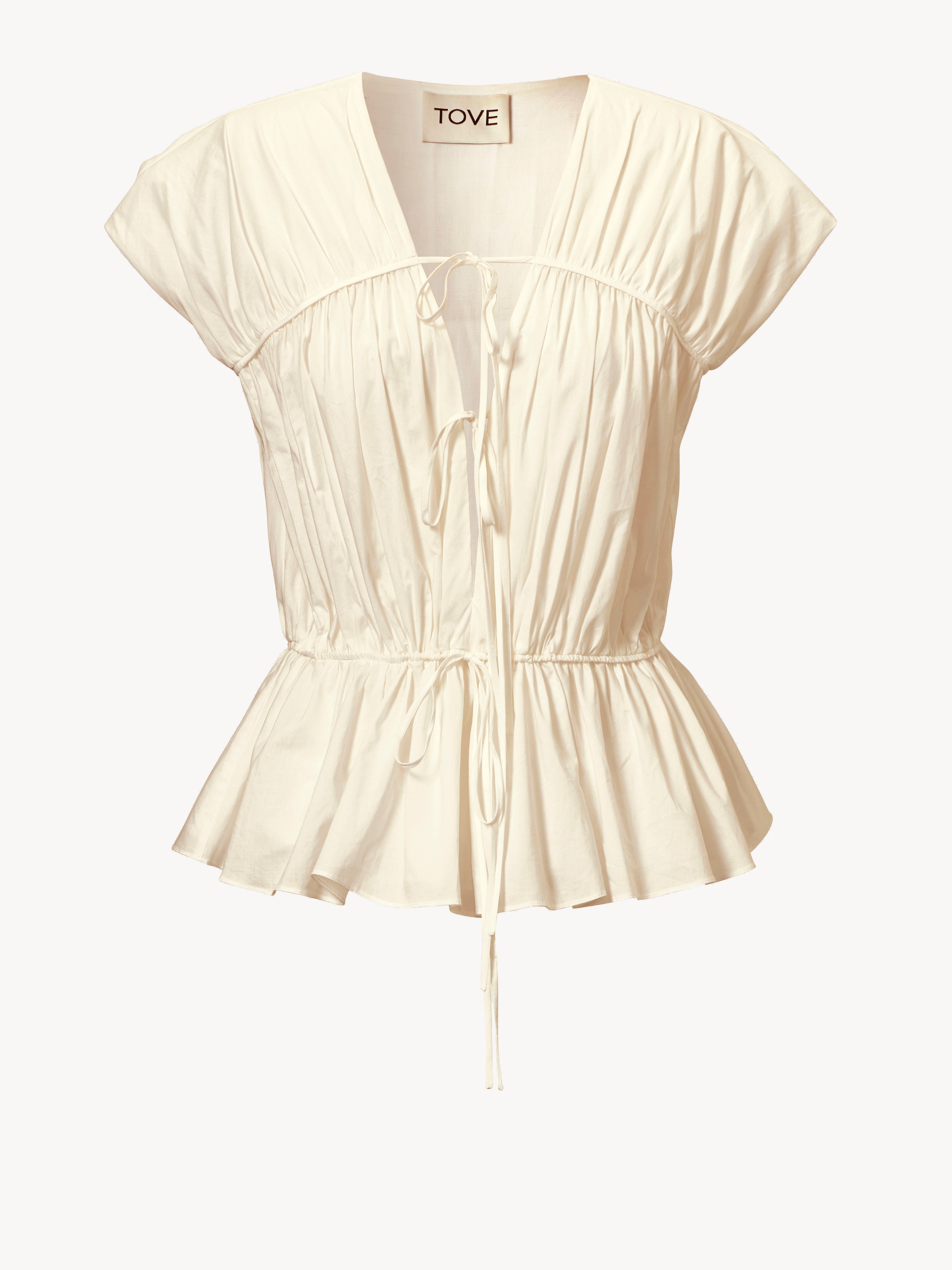 Thea Organic Cotton Gathered Sleeveless Top Cream · TOVE