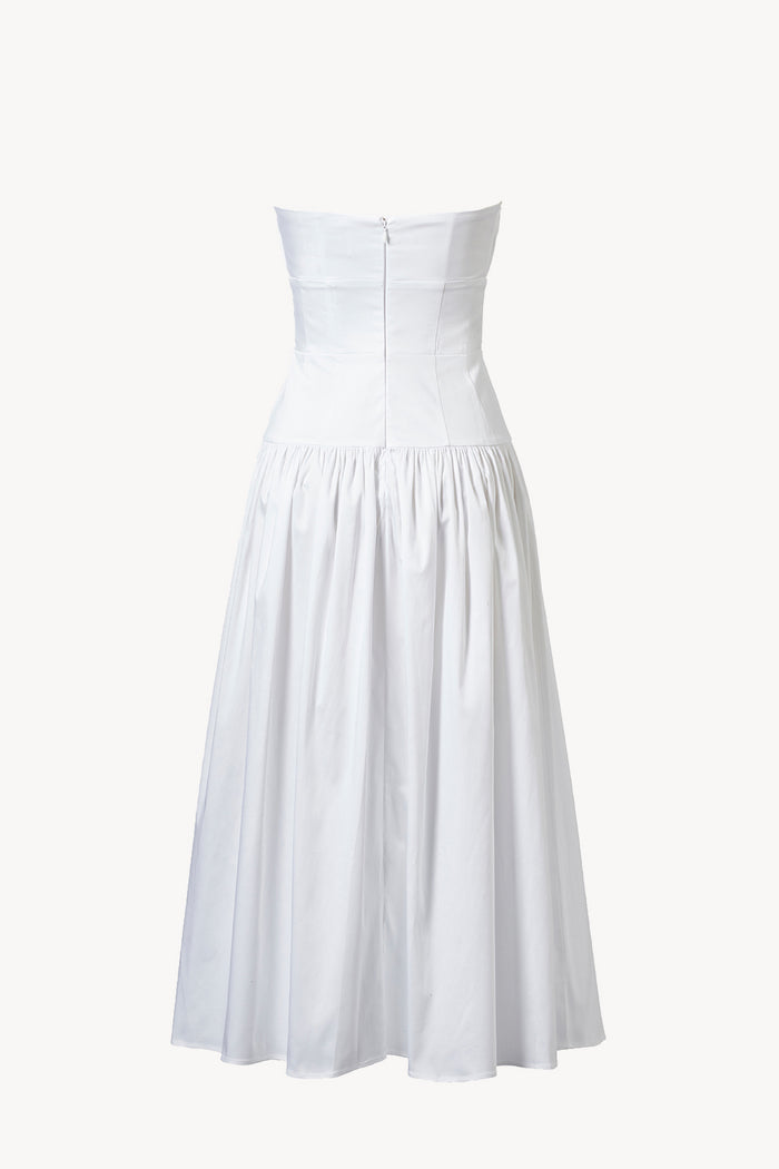 TOVE Lauryn Strapless Gathered Cotton-blend Midi Dress in White