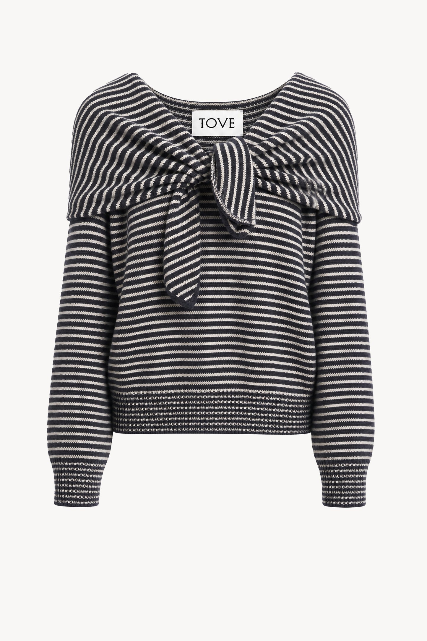 Malia Cashmere Top Midnight/Crème Stripe