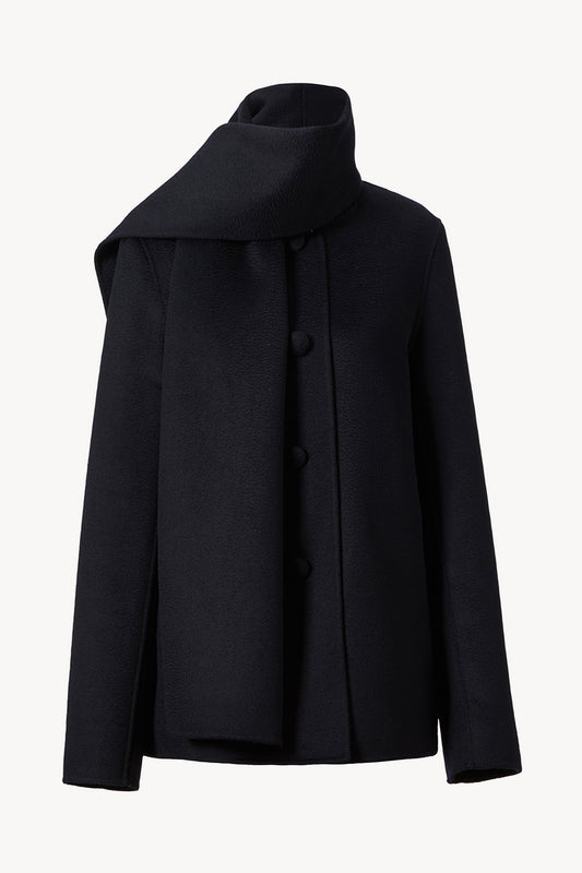 Roma Signature Lambswool Scarf Coat Navy