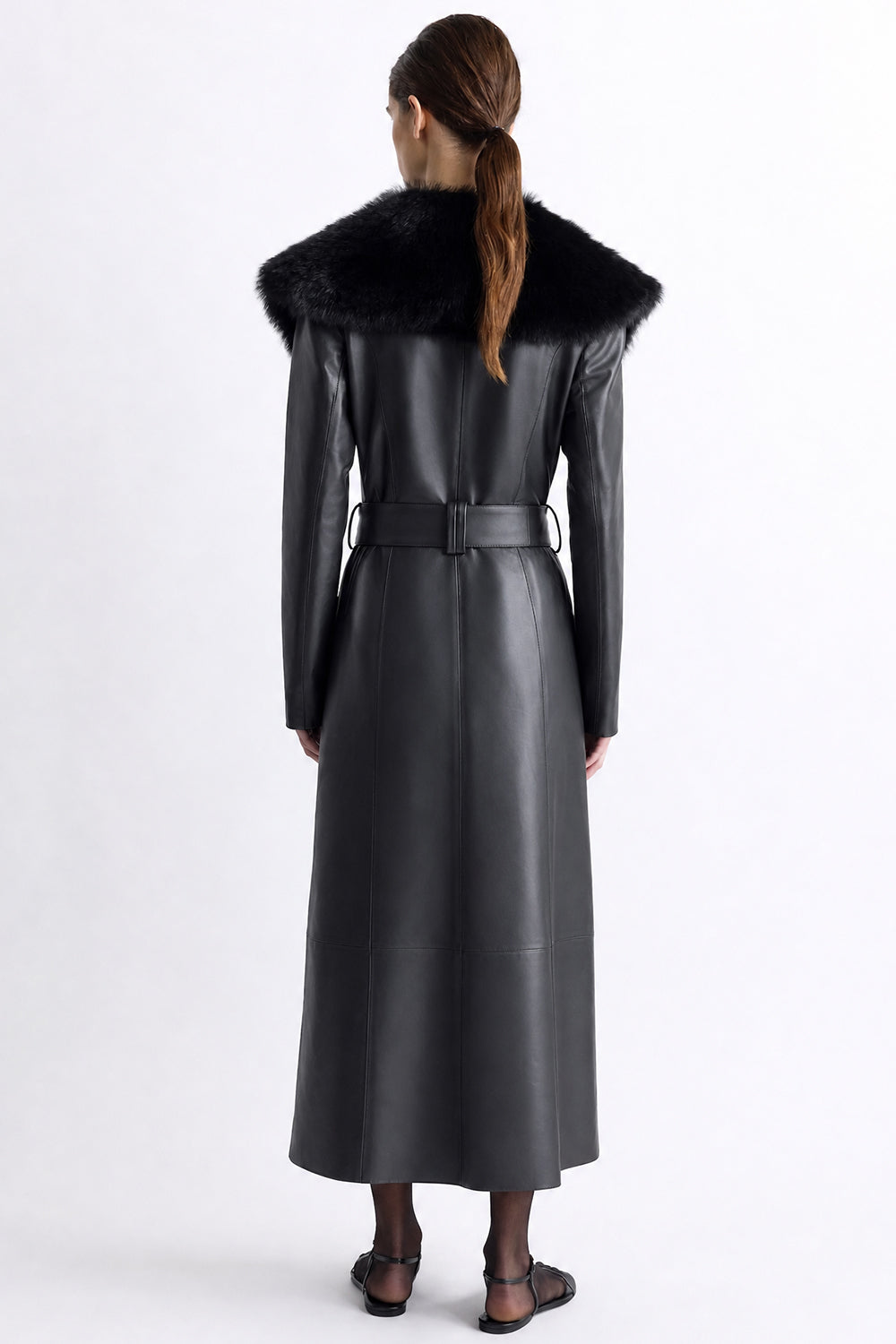 Rosa Leather Coat Black