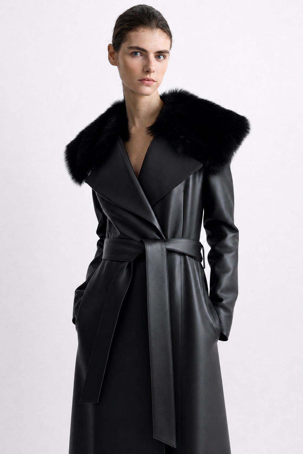 Rosa Leather Coat Black