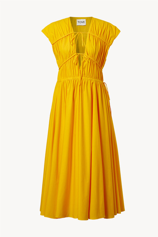 Ceres Cotton Midi Dress Golden Yellow